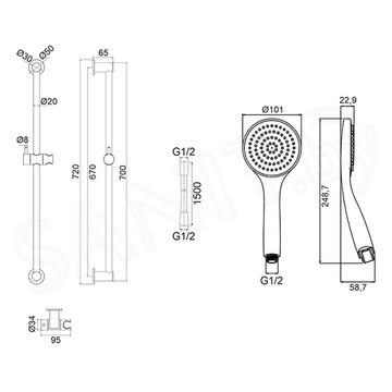 Душевой гарнитур Whitecross SET51BASICCR / SET51BASICNIB