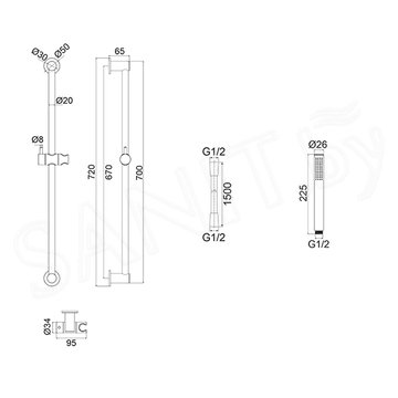 Душевой гарнитур Whitecross SET51MICROGL / SET51MICROGLB