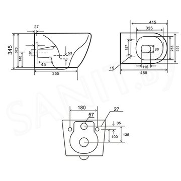 Подвесной унитаз Uptrend Caneo Rimless TR2196DF