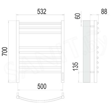 Полотенцесушитель Terminus Классик П9 / П12 / П15 электро sensor quick touch черный матовый