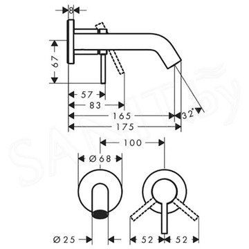Смеситель встраиваемый Hansgrohe Tecturis S 73350000