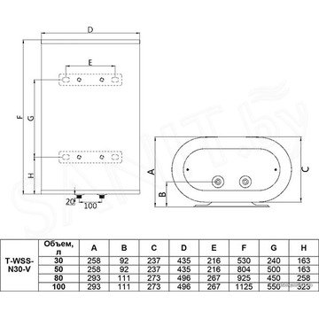 Накопительный водонагреватель Timberk T-WSS30-FS47-V / T-WSS50-FS47-V / T-WSS80-FS47-V