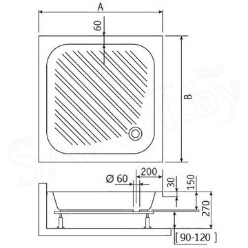 Душевой поддон RGW B/CL-S 80/90
