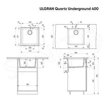 Кухонная мойка Ulgran Quartz Underground 400