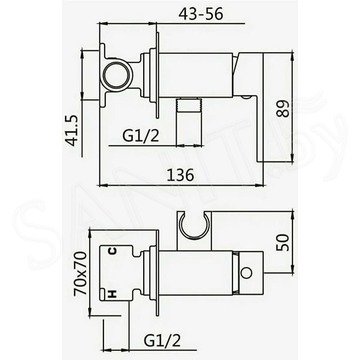Смеситель встраиваемый Boch Mann Resia BM10412 с гигиеническим душем