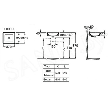 Умывальник Roca Gap Square 3270Y7000