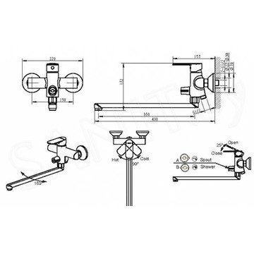 Смеситель для ванны Bravat Louise F6191183CP-01L-RUS