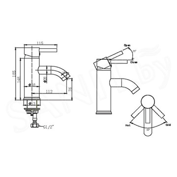 Смеситель для умывальника Bravat Slim F1332366CP-RUS