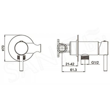 Смеситель встраиваемый Hansberge H3099GO / H3099MG с гигиеническим душем