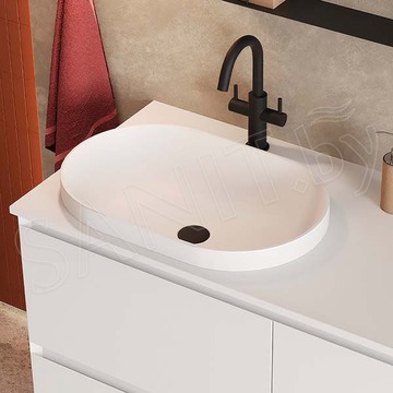 Умывальник Belux Джаз 560 овал белый матовый Solid Surface