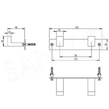 Планка с крючками Grocenberg AC0012 / AC0013 / AC0014 золото / золото матовое
