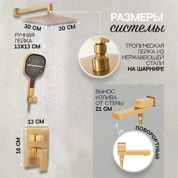 Душевая система Hansberge H6075MG / H6075GO встраиваемая