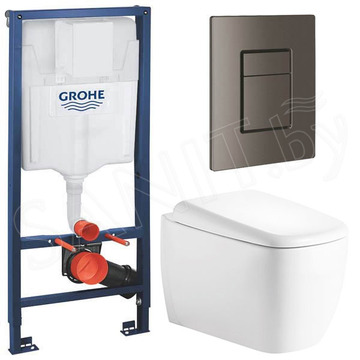 Комплект инсталляции Grohe Rapid SL 38772001 с брашированной кнопкой и подвесным унитазом Roxen Martin 530220-02