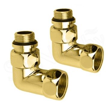 Комплект угловых американок 3/4"х1/2" Г/Ш со сгоном золото