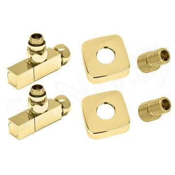 Комплект вентилей угловых квадратных 3/4"х1/2" Г/Ш золото