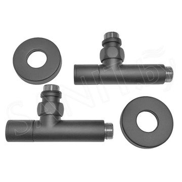Комплект вентилей угловых колпачковых 1/2"х1/2" Ш/Ш оружейная сталь