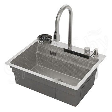 Кухонная мойка Roxen Stage Plus 560250-60-S многофункциональная в комплекте с измельчителем пищевых отходов Bort Titan Max Power 93410266 (Full Control)