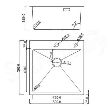 Кухонная мойка Roxen Simple PVD (графит) с коландером, дозатором и измельчителем пищевых отходов Bort Caiman 93418064