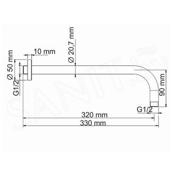 Кронштейн для верхнего душа Wasserkraft A097