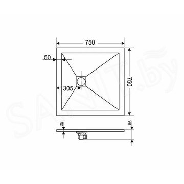 Душевой поддон RGW Stone Tray ST-W белый ширина 75