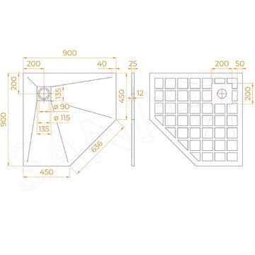 Душевой поддон RGW Stone Tray-G трапеция