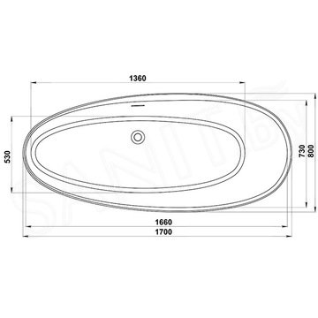 Ванна из искусственного камня BAS Иннова белая матовая Solid Surface