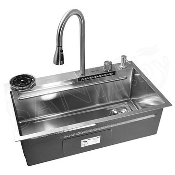 Кухонная мойка Gerhans K37545 со смесителем, ринзером, коландером и разделочной доской