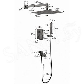 Душевая система скрытого монтажа Filarete Fing FL1040BG