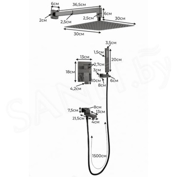 Душевая система скрытого монтажа Filarete Fing FL1040BL