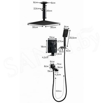 Душевая система скрытого монтажа Filarete Waterfall FL1012BL