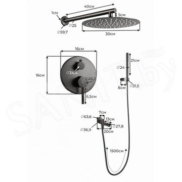 Душевая система скрытого монтажа Filarete Roun FL1020BG