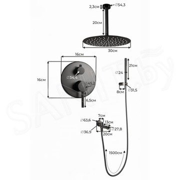 Душевая система скрытого монтажа Filarete Roun FL1022BL