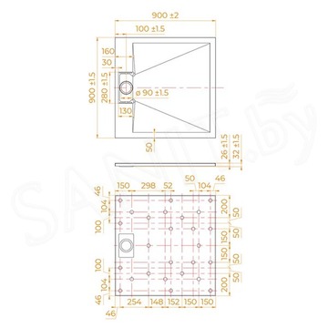 Душевой поддон RGW TUS-W 90