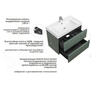 Тумба под умывальник Roca Ona 60 зеленый матовый