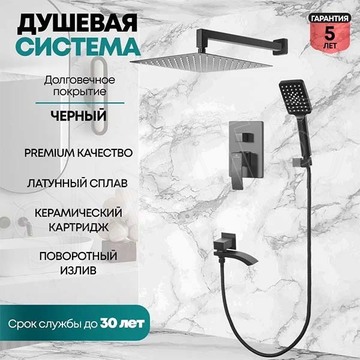 Душевая система скрытого монтажа Grocenberg GB5007 черный матовый