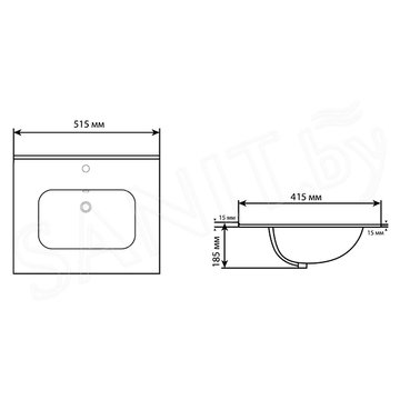 Умывальник Aquanet Flat 50 / 60 / 70 / 80 / 90 / 100 черный матовый