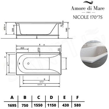 Акриловая ванна Amore di mare Nicole