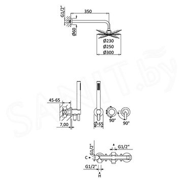 Душевая система скрытого монтажа Bruma Elo Leaf 1673615SR Sunrise
