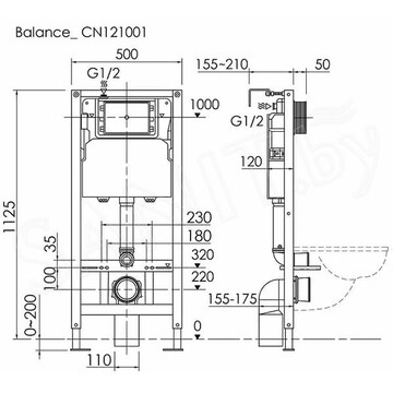Инсталляция для подвесного унитаза CeramicaNova Balance CN121001CH 3 в 1