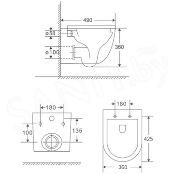 Подвесной унитаз Amore di Mare Delio Bidet P203-X с функцией биде