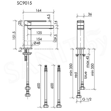 Смеситель для умывальника Sancos Studio SC9015BG