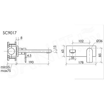 Смеситель встраиваемый Sancos Studio SC9017BG для умывальника