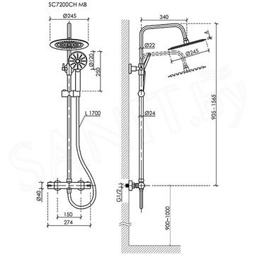 Душевая стойка Sancos Kanedo SC7200CH с термостатом