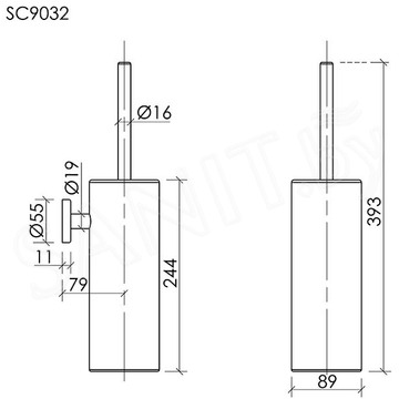 Ершик для унитаза Sancos Base SC9032CH