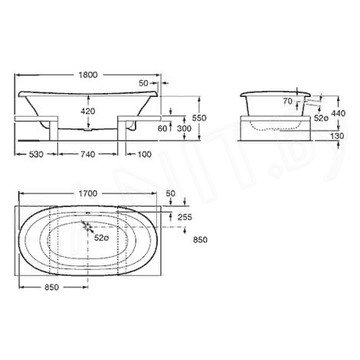 Чугунная ванна Roca Newcast Grey A233650000