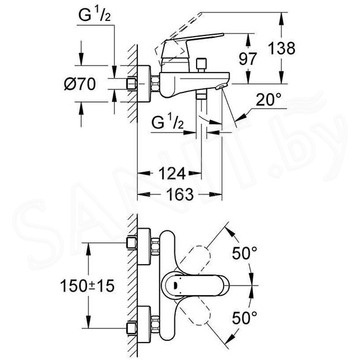 Смеситель для ванны Grohe Eurosmart Cosmopolitan 32831000