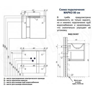 Тумба под умывальник Акватон Марко 80 1A181001MO010 / 100 1A190201MO010