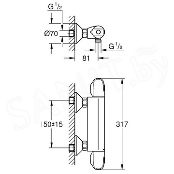 Смеситель для душа Grohe Grohtherm 1000 34143003 термостатический