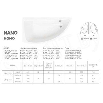 Акриловая ванна Cersanit Nano