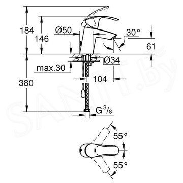 Смеситель для умывальника Grohe Eurosmart 33188002